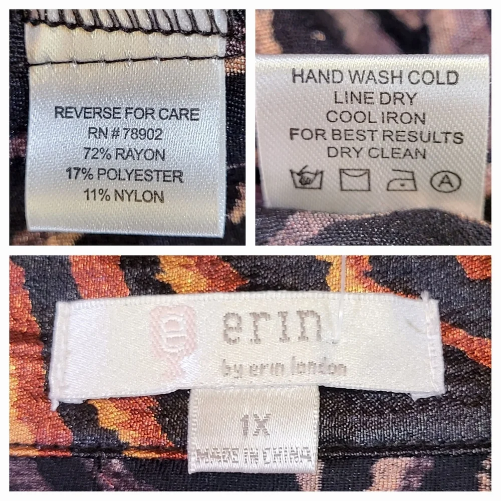 ERIN Metallic Brown & Black Tiger Print Button-up Blouse - Size 1X (NWT) - Picture 5 of 7
